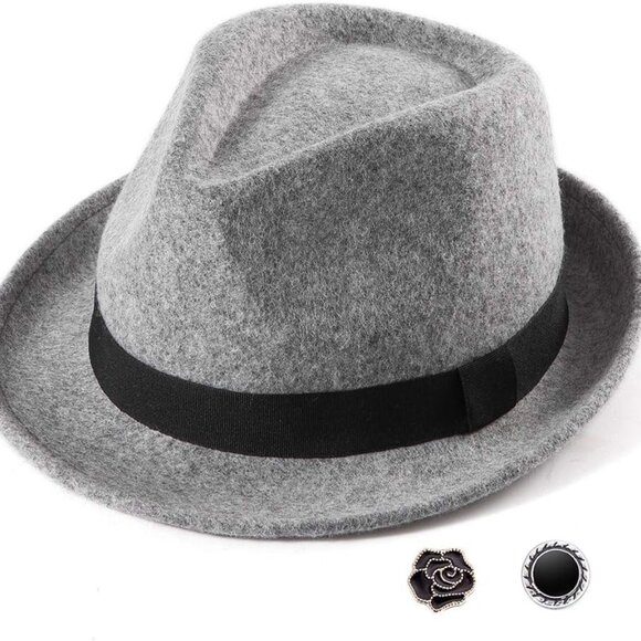 Straw Trilby Fedora Hat for Men 1920s Short Brim Wool Felt Panama Cap 7 1/4